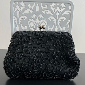 Vintage Black Beaded Clutch